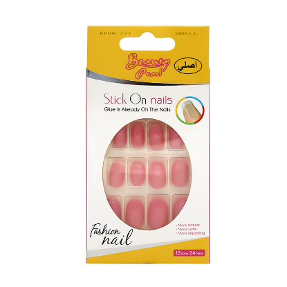 أظافر تركيب لصق ذاتي لون وردي فاتح 221 - 24 قطعة