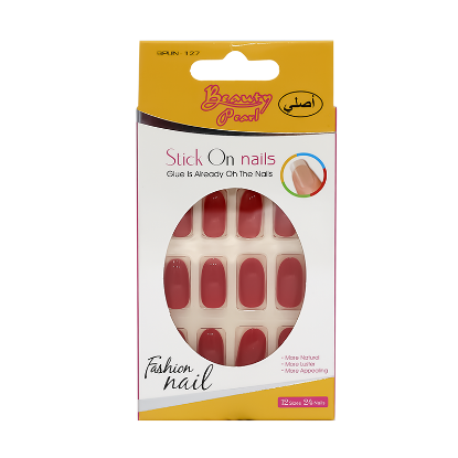 أظافر تركيب لصق ذاتي لون أحمر 127 - 24 قطعة