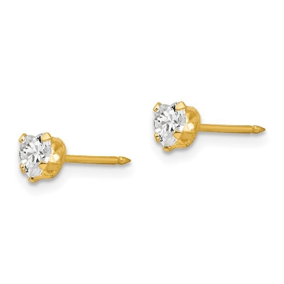 Inverness 472E Clear Heart Earrings 14KT 4mm 