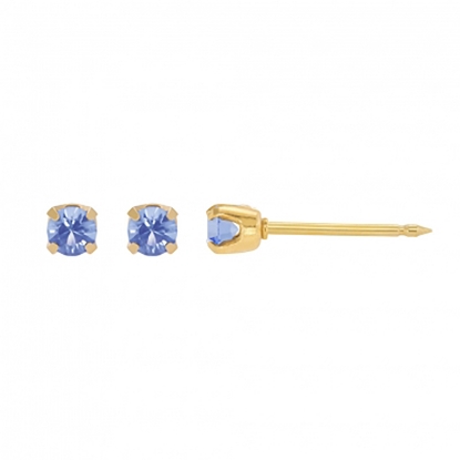 انفرنس 89C حلق طبي كريستال أزرق مطلي بالذهب 24 قيراط 3 مم