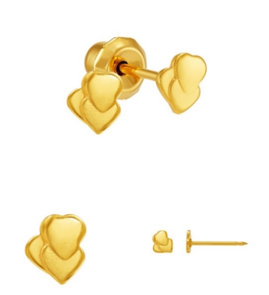 Inverness 61C GP Triple Hearts Earrings 24KT