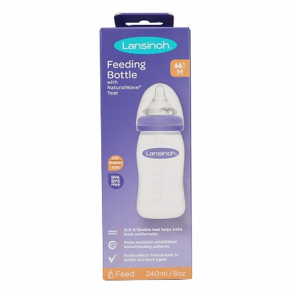 Lansinoh Feeding Bottle With Natural Wave Medium Flow 240 ml