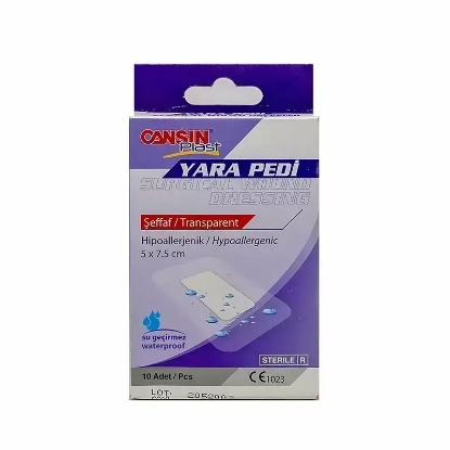 Cansin Plast Transparent Surgical Wound Dressing 5x7.5 cm 10 Pcs 