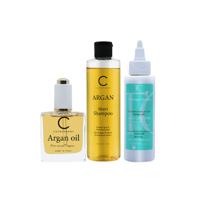 Offer Package Cosmo Argan Shampoo + Oil + Toscana Hair Growth Solution 