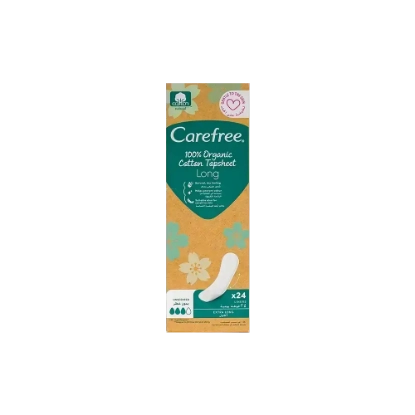 Carefree Organic Cotton Unscented Liners Extra Long 24 Pcs 