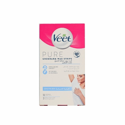 فيت بيور شرائح الشمع تحت الإبط 16 شريط + 3 مناديل مبللة 